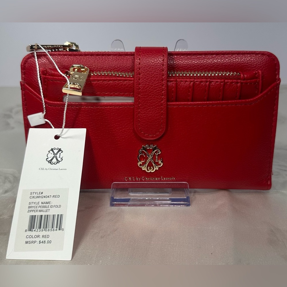 CXL by Christian Lacroix Bryce Pebble ID Fold Zipper Wallet